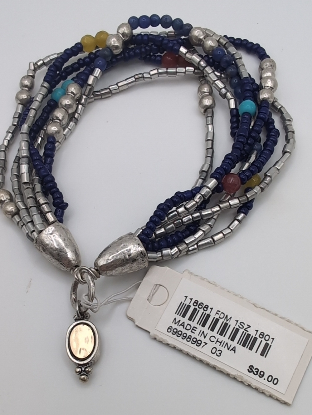 J. Jill Multi-Strand Navy and Silver Beaded Stretch Bracelet NWT $39 - Picture 7 of 7